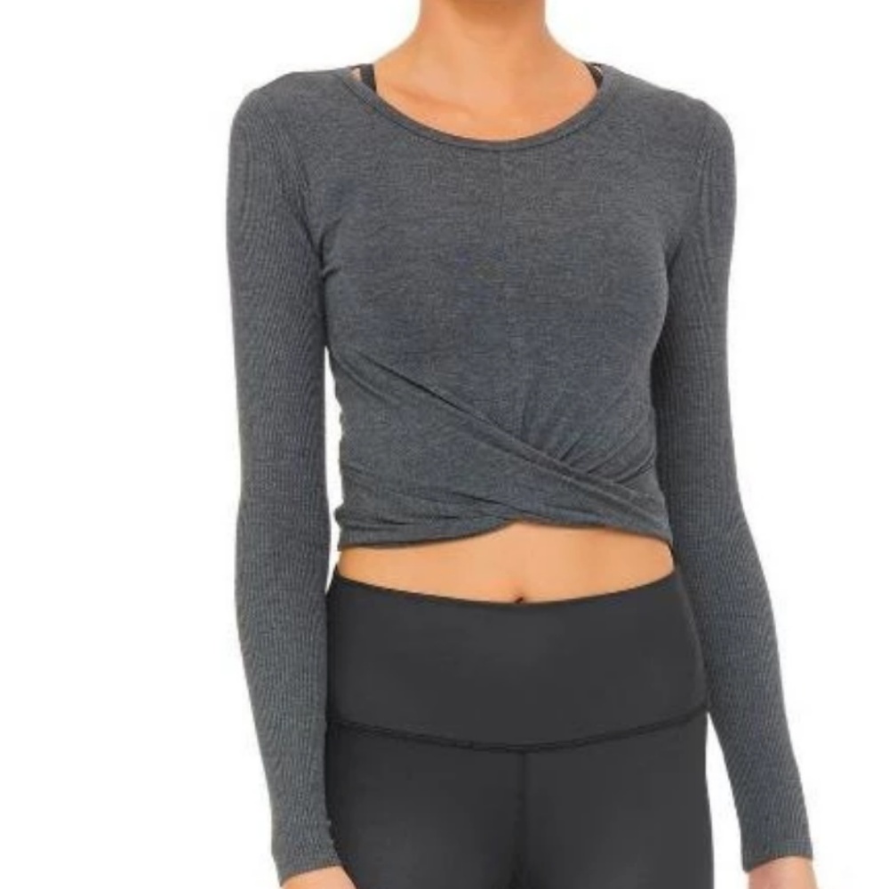 Alo Yoga COVER LONG SLEEVE TOP Anthracite Heather